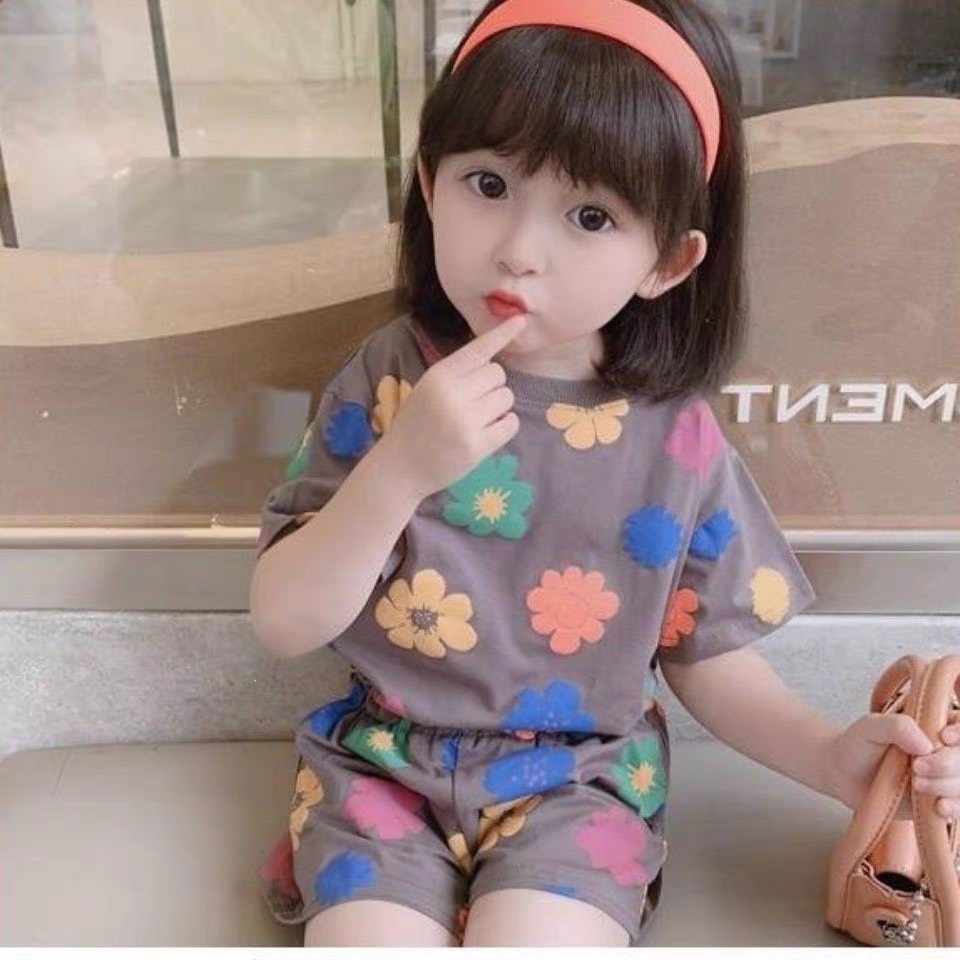 Bộ Cộc Tay Hoa Flower Chất Cotton Thoáng Mát Mềm Mịn Cho Bé Gái Từ 5Kg Đến 32Kg Thời Trang Trẻ Em Ken Store