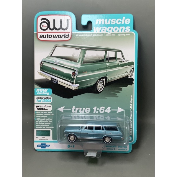 Auto World - 1963 Chevy Nova 400 Wagon - xe mô hình tỉ lệ 1/64