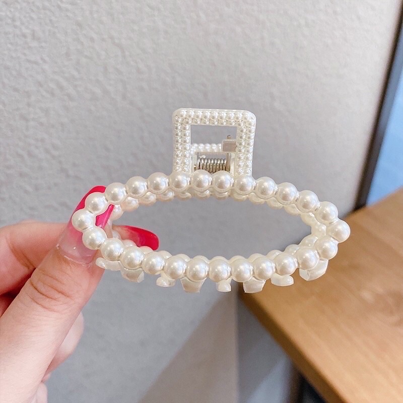 Set kẹp Tóc Càng Cua Ngọc Trai Hàn Quốc Kèm Túi Đựng
