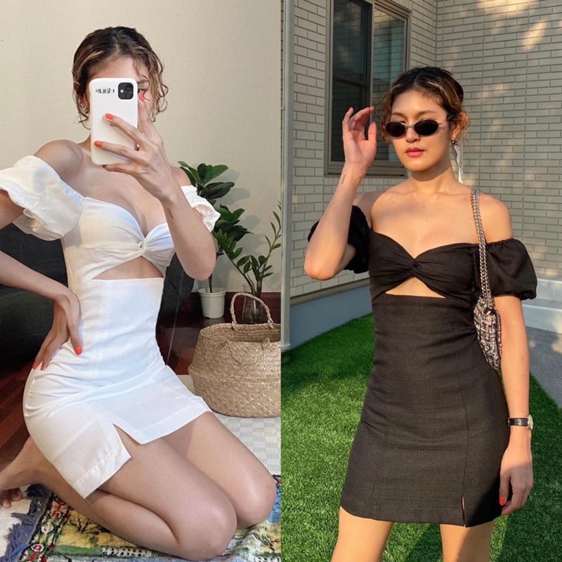 ĐẦM XOĂN NGỰC XẺ ĐÙI NHỎ TRỄ VAI