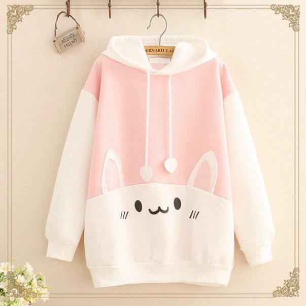 Áo Hoodie Nữ Hoạt Hình Dễ Thương, Áo Khoác Hoodie Chui Trùm Đầu Chất Vải Nỉ Poly  WAH069