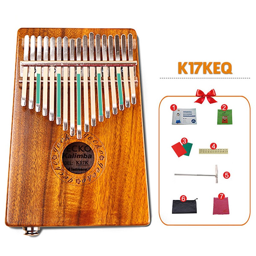 ( SẴN ) Đàn Kalimba 17 phím Gecko K17KEQ Gỗ KOA Tặng Kèm Kèn Harmonica đủ màu cao cấp - HÀNG CÓ SẴN