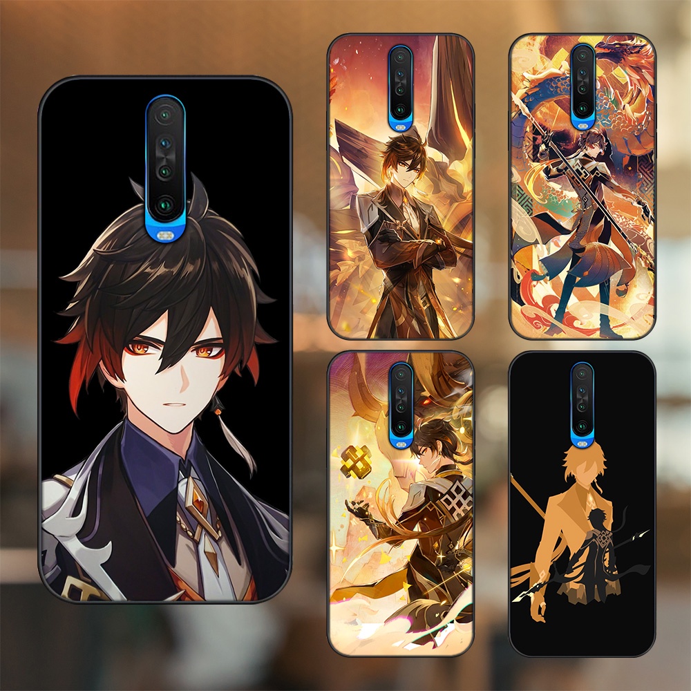 Ốp lưng Xiaomi K30 viền đen in hình Zhongli Genshin Impact