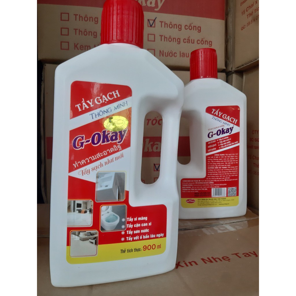 NƯỚC TẨY XI MĂNG, LAU GẠCH G-Okay 900ml