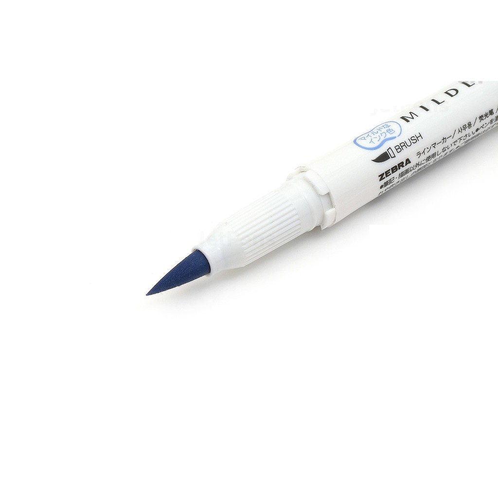 Bút lông đầu cọ Zebra Mildliner Double-Sided Highlighter Brush - Brush/ Extra Fine - Màu xanh dương (Mild Blue)