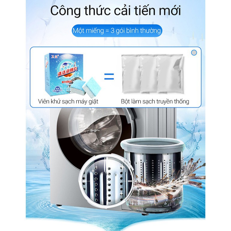 Viên tẩy lồng máy giặt cực sạch 12 viên