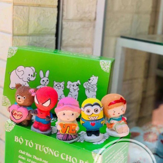 Tượng tô màu 5con kèm màu và cọ
