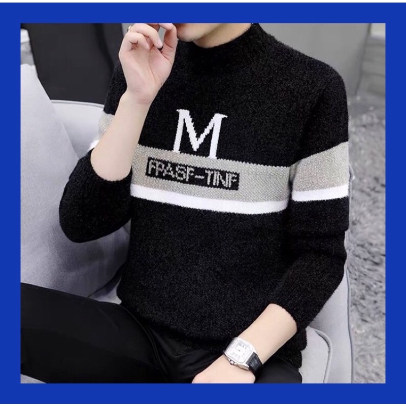 Chenille áo len nam nửa cao cổ áo len cashmere 2022 mới mùa đông ấm áp