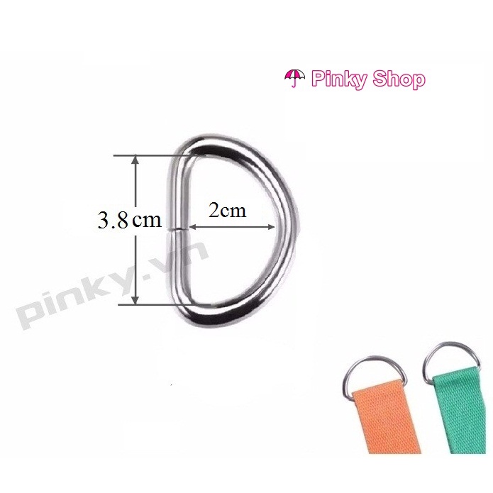 [ Giá sỉ ] Khoen chữ D, khoen D, móc D 4cm  màu bạc phụ kiện làm túi xách và đồ handmade Pinky Shop mã KDB3.8