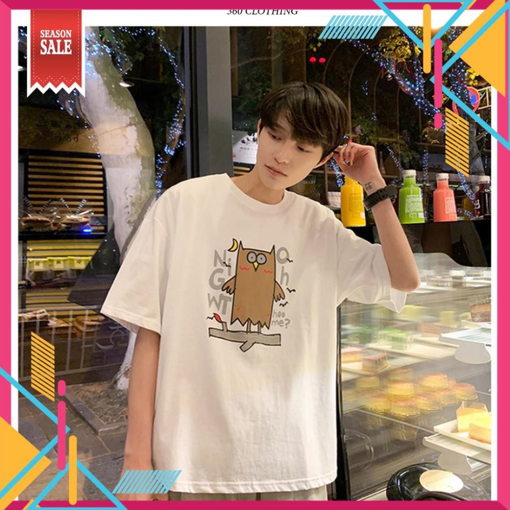 (SALE SỐC) Áo phông 360 unisex nam nữ tay lỡ đơn giản fom rộng cotton hình Cú Mèo siêu cute - áo phông nam nữ dáng rộng