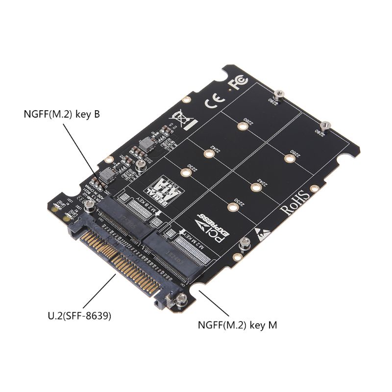 FUN M.2 SSD to U.2 Adapter 2 in 1 M.2 NVMe Key B/M NGFF SSD to PCI-e U.2 SFF-8639 Adapter PCIe M2 Converter Desktop Computer