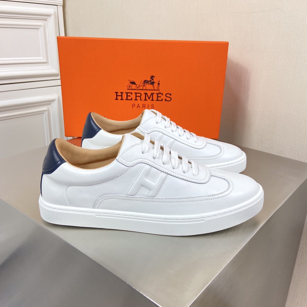 Giày sneaker nam da thật thời trang cao cấp Hermes HM phong cách trẻ trung, năng động