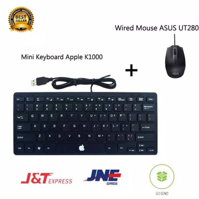 Túi Đựng Bàn Phím + Chuột Có Dây Usb Cho Apple Mini K-1000 + Asus Ut280 Đen