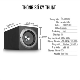 Loa Sub Điện Tạo Âm Siêu Trầm Đường Kính 16.5Cm Cao Cấp Karaoke Nghe Nhạc Chuyên Nghiệp Ibass Su650D
