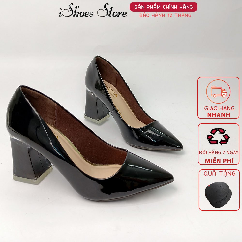 Giày cao gót nữ da bóng đế vuông 7cm MONA - D770