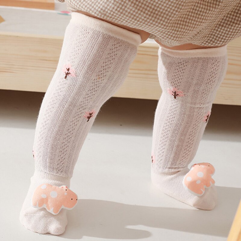 Vớ Dài Tới Gối Vải Cotton Siêu Mỏng Mềm Mại Thoáng Khí Hình Động Vật Hoạt Hình Dễ Thương Cho Bé Sơ Sinh
