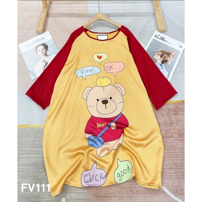 ĐẦM lụa satin hoạt hình mặc ngủ - 22.Lystore