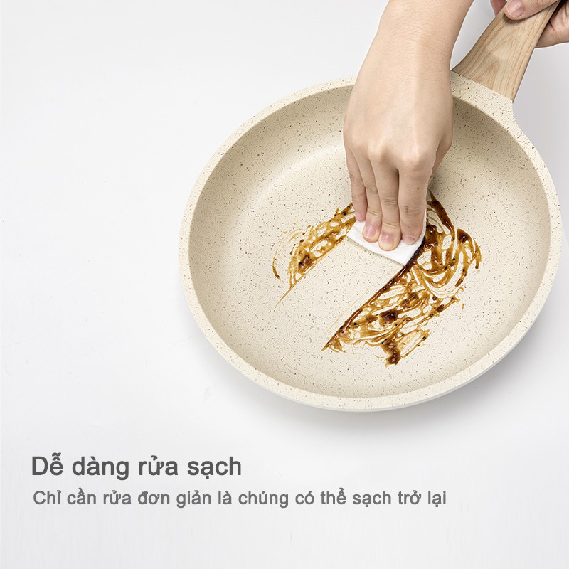 Chảo đá y tế không dính không PFOA 24/26cm phù hợp với mọi loại bếp cảm biến