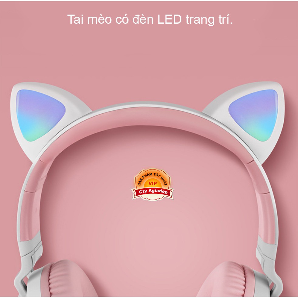 Tai nghe Bluetooth tai mèo xịn sò siêu cute sành điệu, tai nghe không dây chụp tai - ADG028C