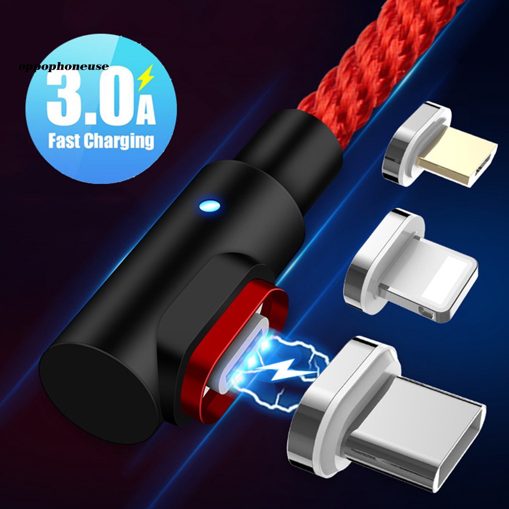 【OPHE】Elbow Magnetic Plug Adapter Fast Charge Data Cable for iPhone Micro USB Type-C