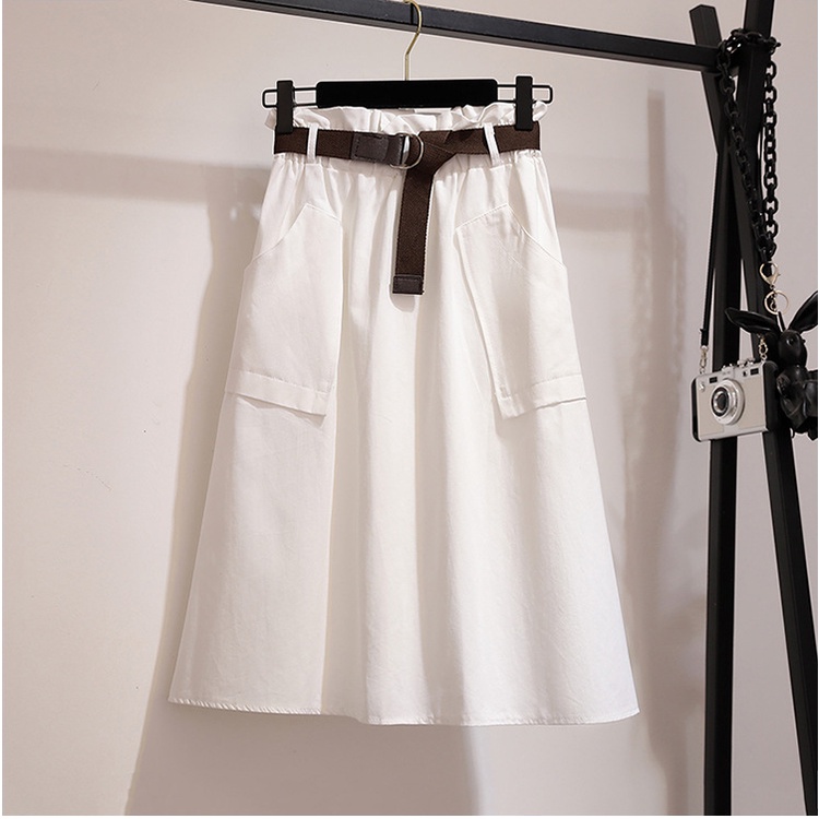 Chân váy midi TODOBLACK cotton lưng cao màu trơn có thắt lưng thời trang xuân hè xinh xắn cho nữ