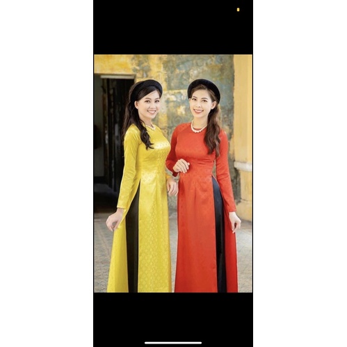 Áo dài gấm tơ logo hàng hiệu Minh Anh Fashion CÓ MAY SỐ ĐO