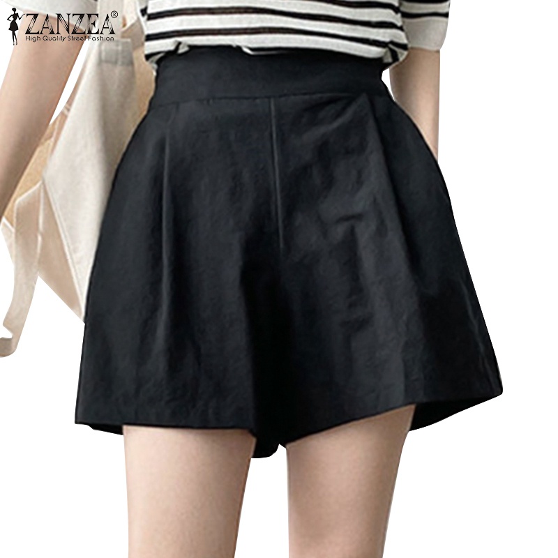 Quần short ZANZEA ống rộng lưng thun có túi thời trang dành cho nữ