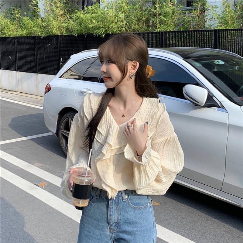 Áo sơ mi nữ cách điệu phong cách retro Pháp
