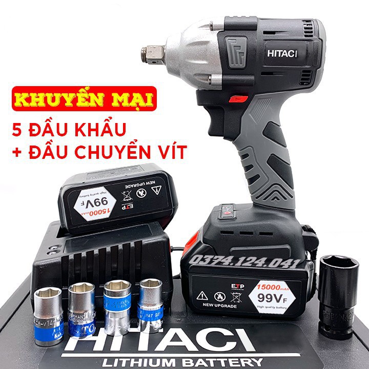 Máy Siết Bulong HITACHI 168v, Tặng kèm bộ chuyển đa năng, 5 đầu khẩu
