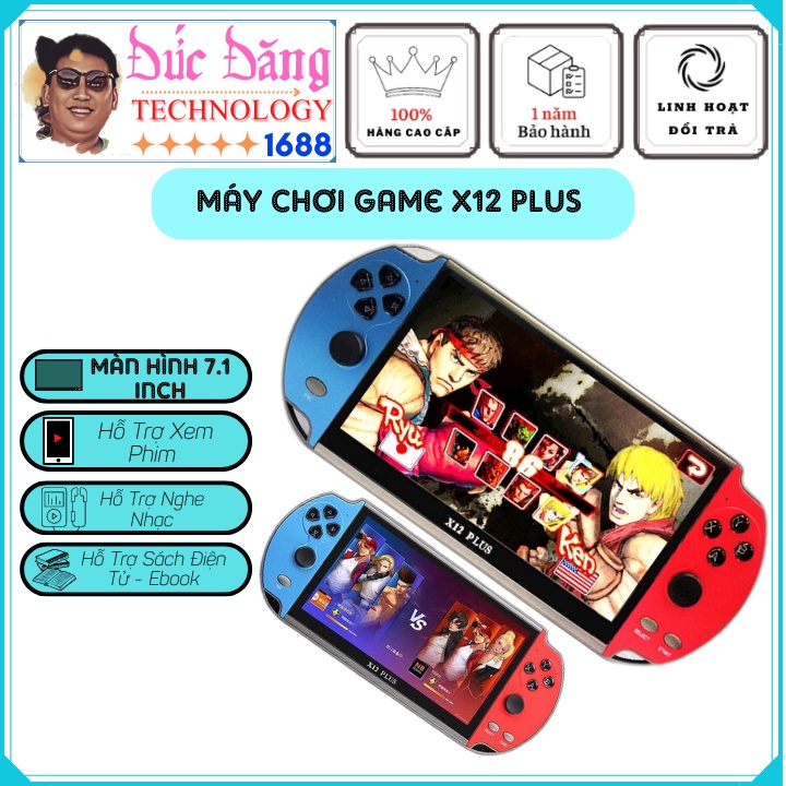 Máy Chơi Game X12 Plus - Pro Max -Màn Hình Full HD - 7.1 Inch- Tích Hợp 20.000 Trò - Xem Phim,Nghe Nhạc - Có Sẵn Thẻ Nhớ