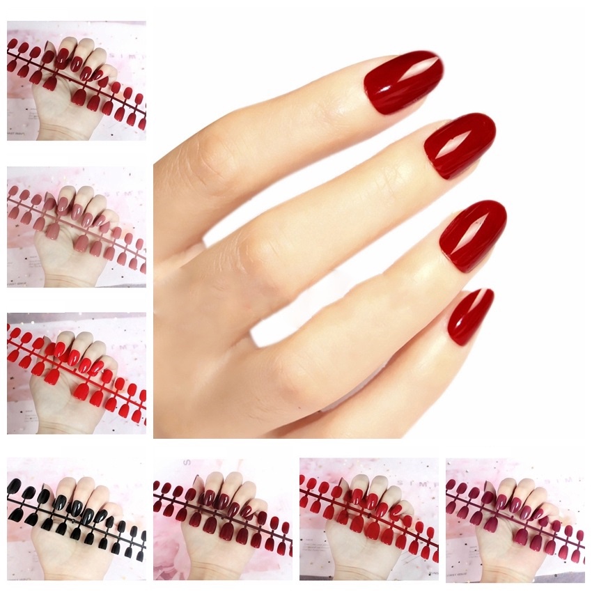 Set 24 Móng Tay Giả Màu Hồng Có Thể Tái Sử Dụng