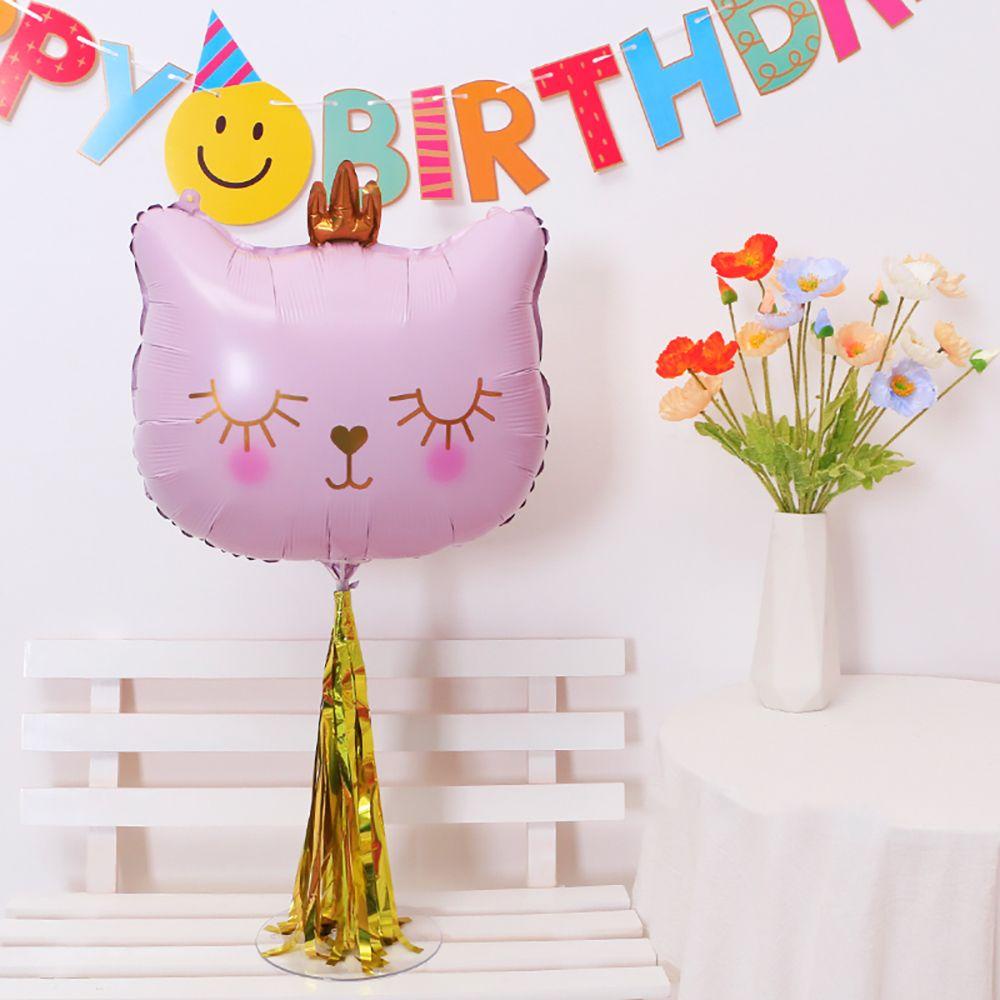 1 Bong Bóng Lá Nhôm Hình Đầu Mèo 3D Có Vương Miện Bơm Hơi Cho Bé