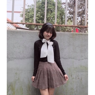 Áo kiểu cổ thắt nơ trắng