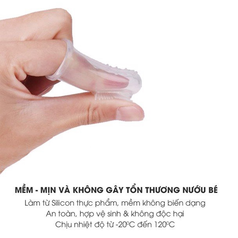 Cọ lưỡi xỏ ngón kiêm bàn chải đánh răng cho bé Silicone siêu mềm Upass