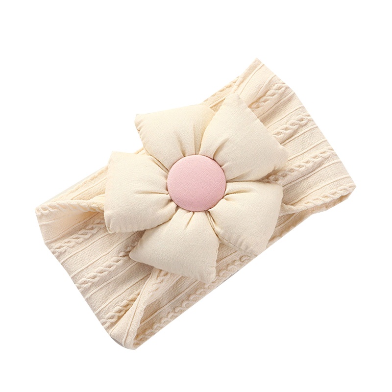 Băng Đô Vải Jacquard Nylon Bản Rộng Đính Hoa Nhồi Bông Xoắn Co Giãn Cho Bé Sơ Sinh