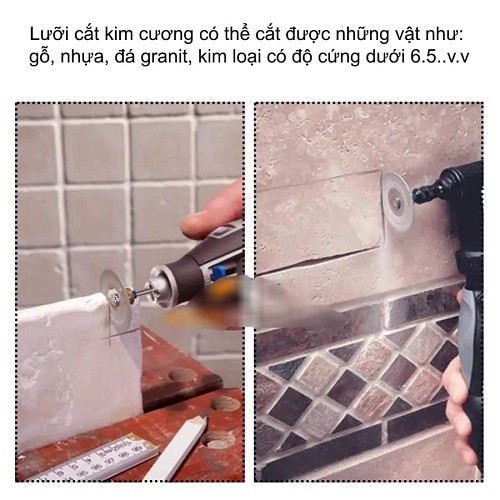 Bộ 10 Lưỡi Cưa Lưỡi Cắt Kim Cương 30mm Kèm 2 Trục Cắt