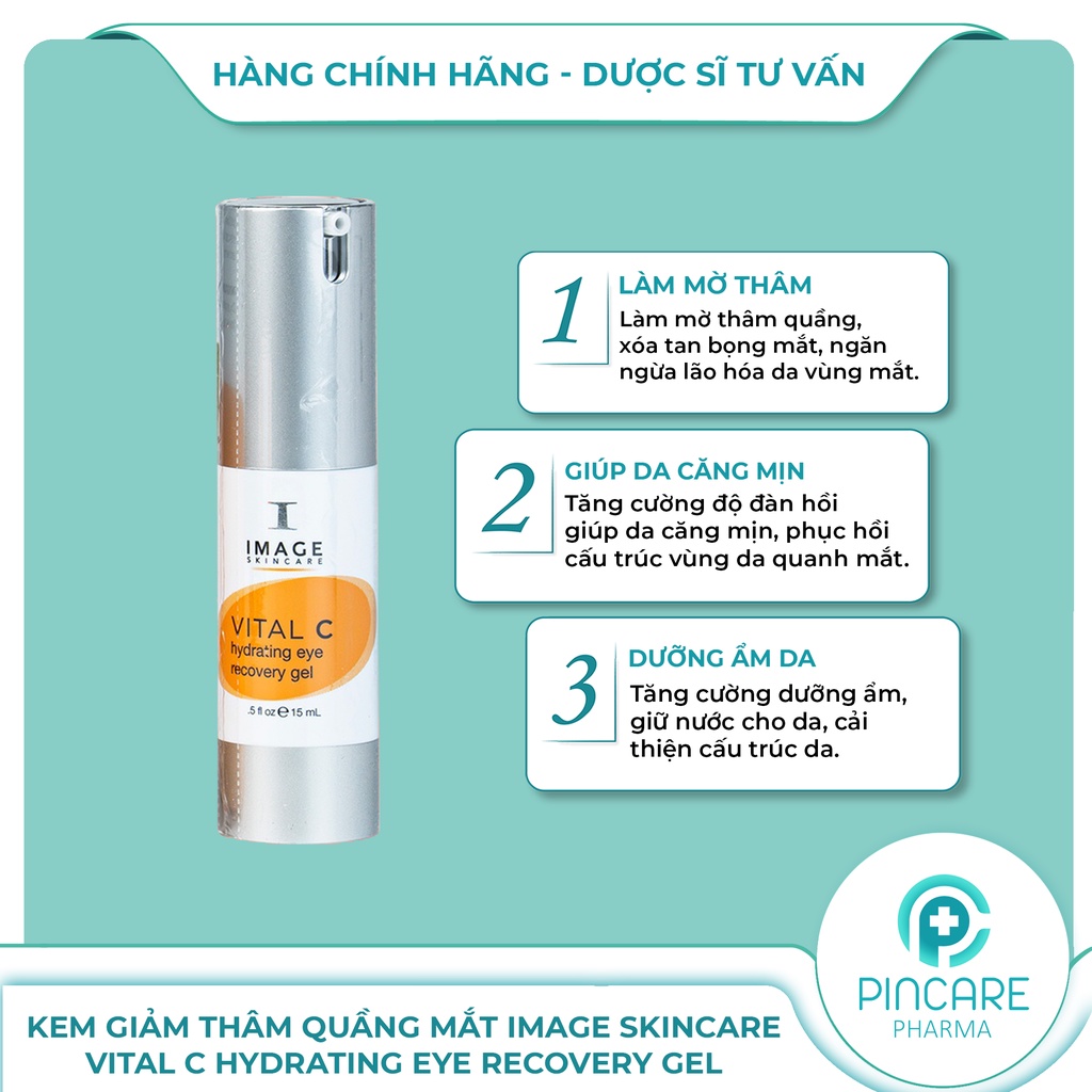 Kem phục hồi và chống thâm quầng mắt Image Skincare Vital C Hydrating Eye Recovery Gel 15ml -Hàng chính hãng-PinCare