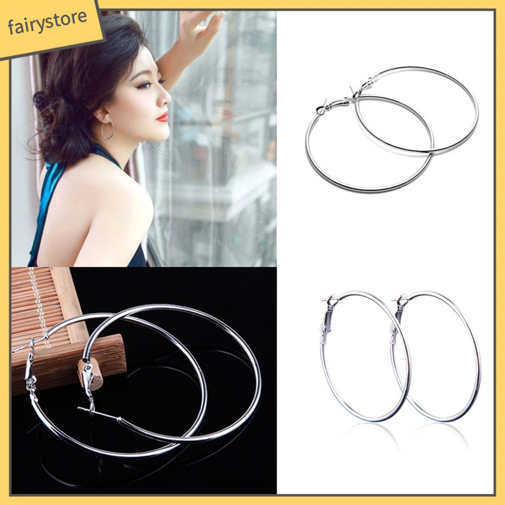 Đôi khuyên tai hợp kim dáng tròn lớn thời trang dành cho nữ