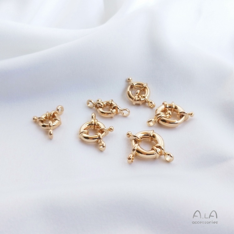 Vòng Chuỗi Hạt Ngọc Trai Màu Vàng Đồng 14K Khóa Cài Lò Xo Làm Vòng Tay/Dây Chuyền Diy