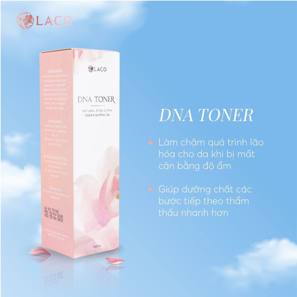 Nước hoa hồng toner DNA cá hồi 150ml LACO cấp ẩm tức thì cho da tặng kèm phun sương nano Laco