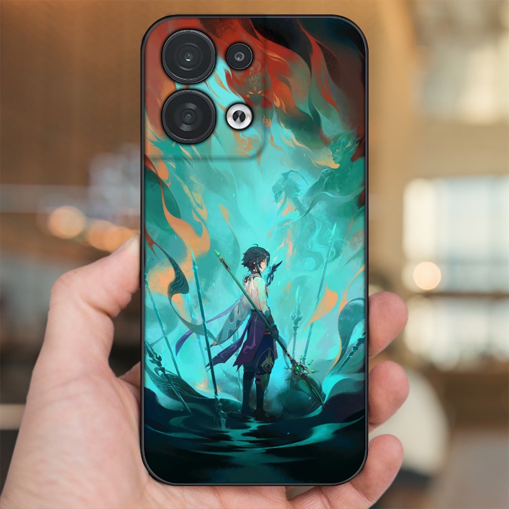 Ốp lưng Oppo Reno 8 5G viền đen in hình Xiao Genshin Impact
