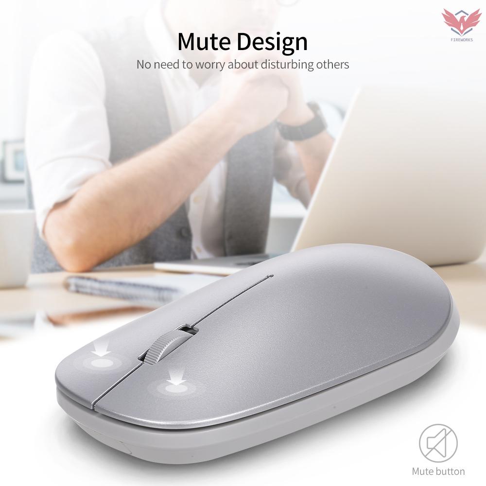 BT 5.0 Wireless Mouse Portable Ultra-thin Mute Mouse Ergonomic Mouse Home Office Mouse for Desktop Computer Laptop Silver