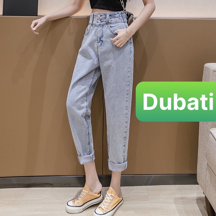 QUẦN JEAN BAGGY NỮ CHẤT BÒ XANH CO GIÃN 2 CÚC LƯNG CAO BẢN TO SANG CHẢNH HÀN QUỐC- DUBATI FASHION