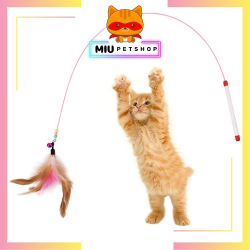 Cần câu lông vũ - cần câu đồ chơi giảm stress cho chó mèo