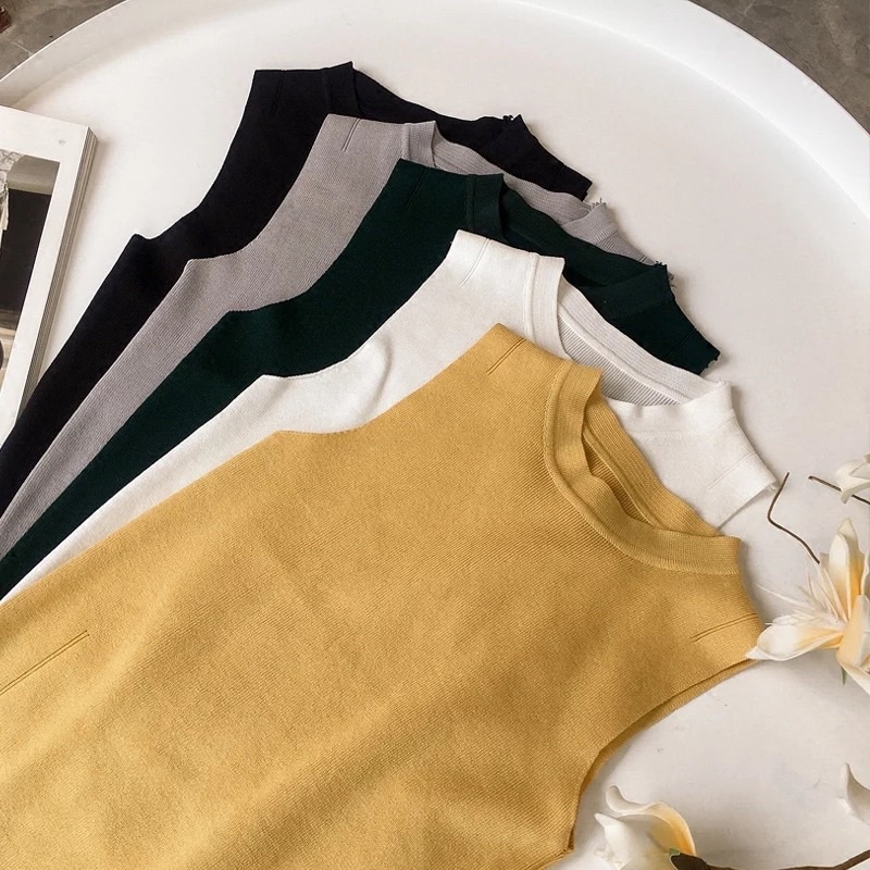 Áo len sát nách mặc vest cổ tròn cao cấp