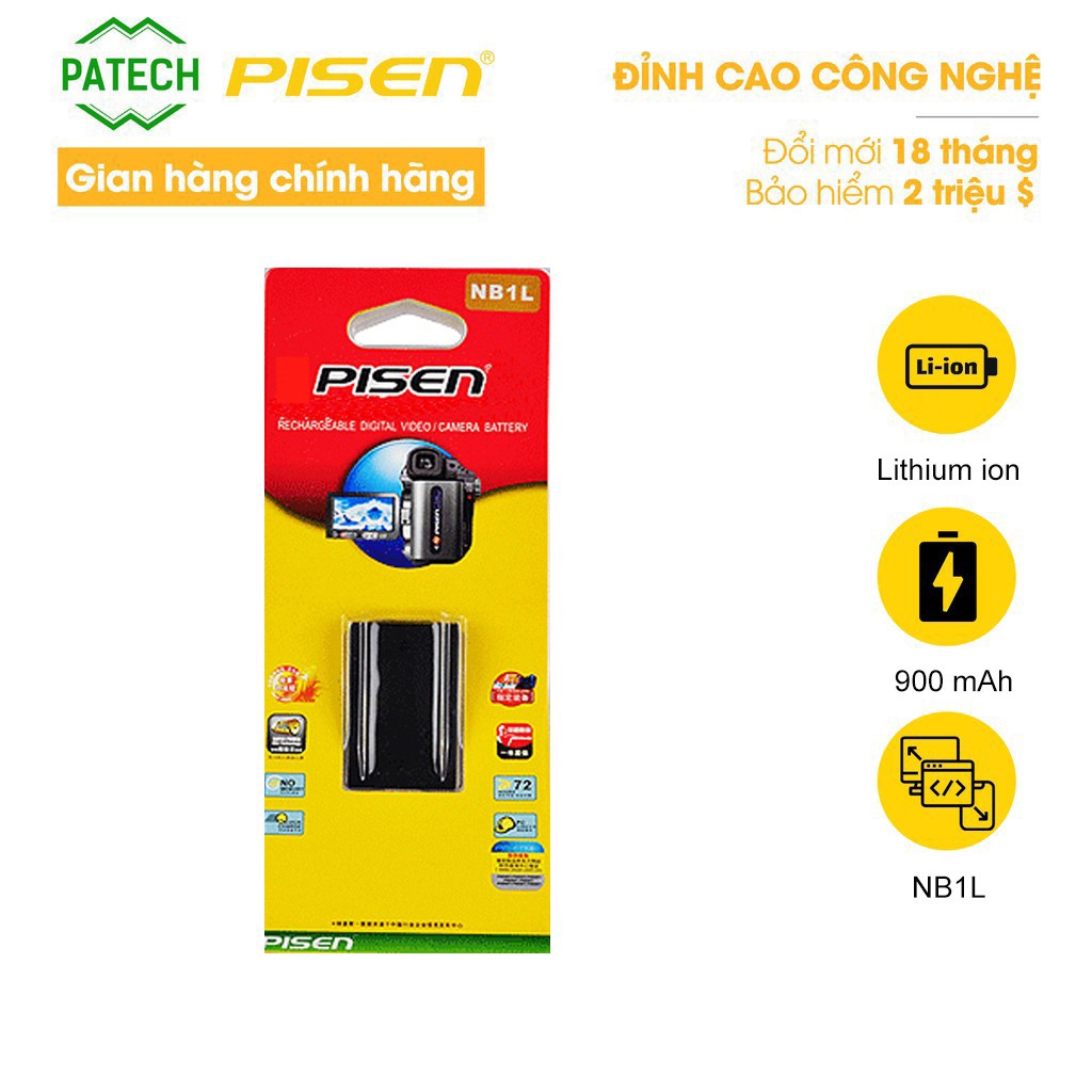 Pin máy ảnh Canon Pisen NB1L - Hàng chính hãng