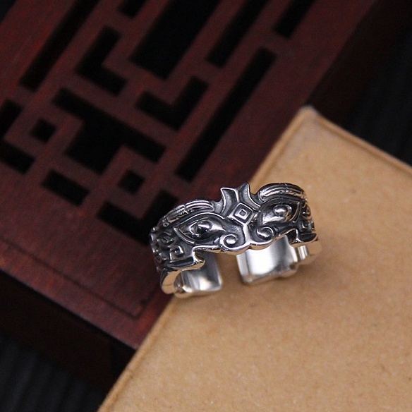 Nhẫn nam nữ tròn Unisex màu bạc Thời trang Kuu Studio chất liệu Titan đẹp đơn giản - Nhẫn Yang Ring