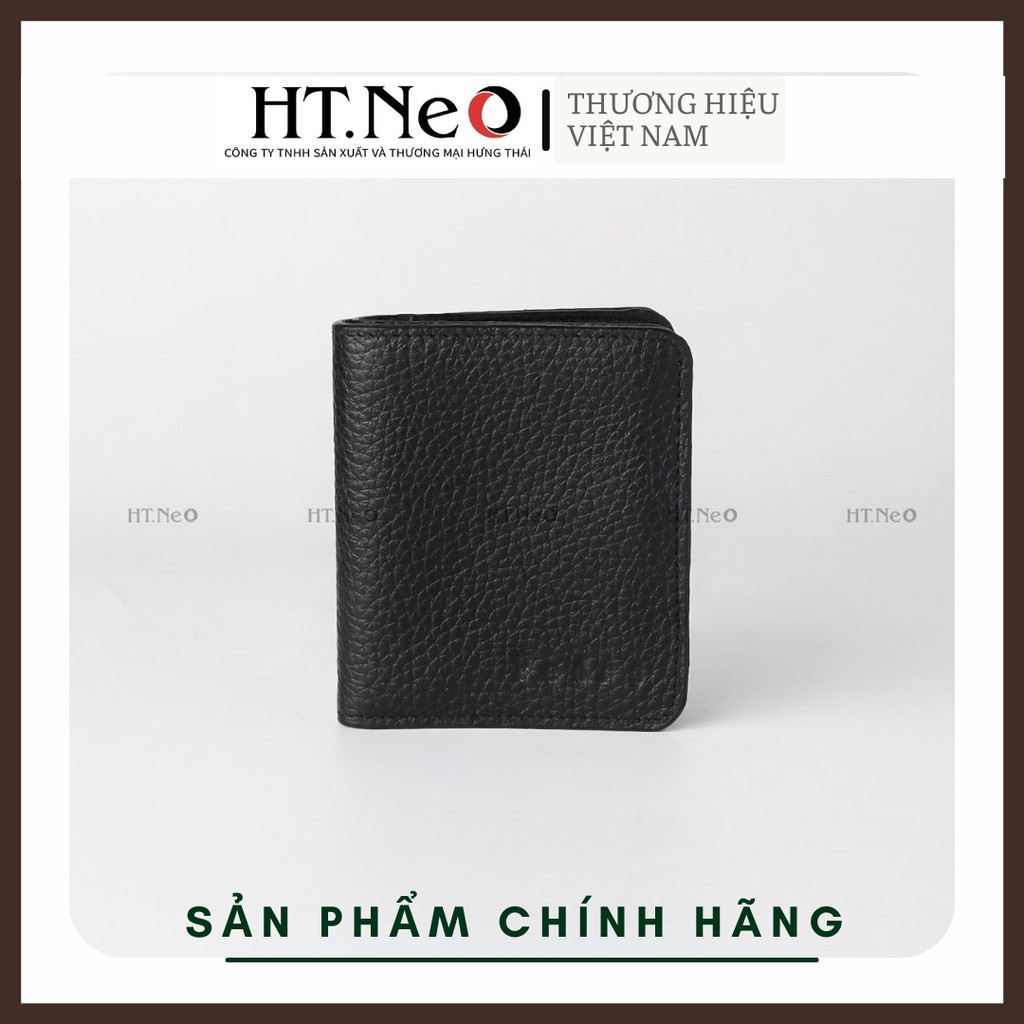 Ví da nam cao cấp - Ví nam HT.NEO (1) 100% da bò thật, thiết kế trơn sang trọng nhỏ gọn, nhiều ngăn, có khuy bấm VN41