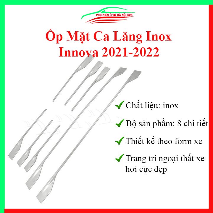 Ốp mặt ca lăng, calang Inox cho xe Innova 2021-2022 Cao Cấp