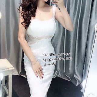 Đầm body ren lông vũ